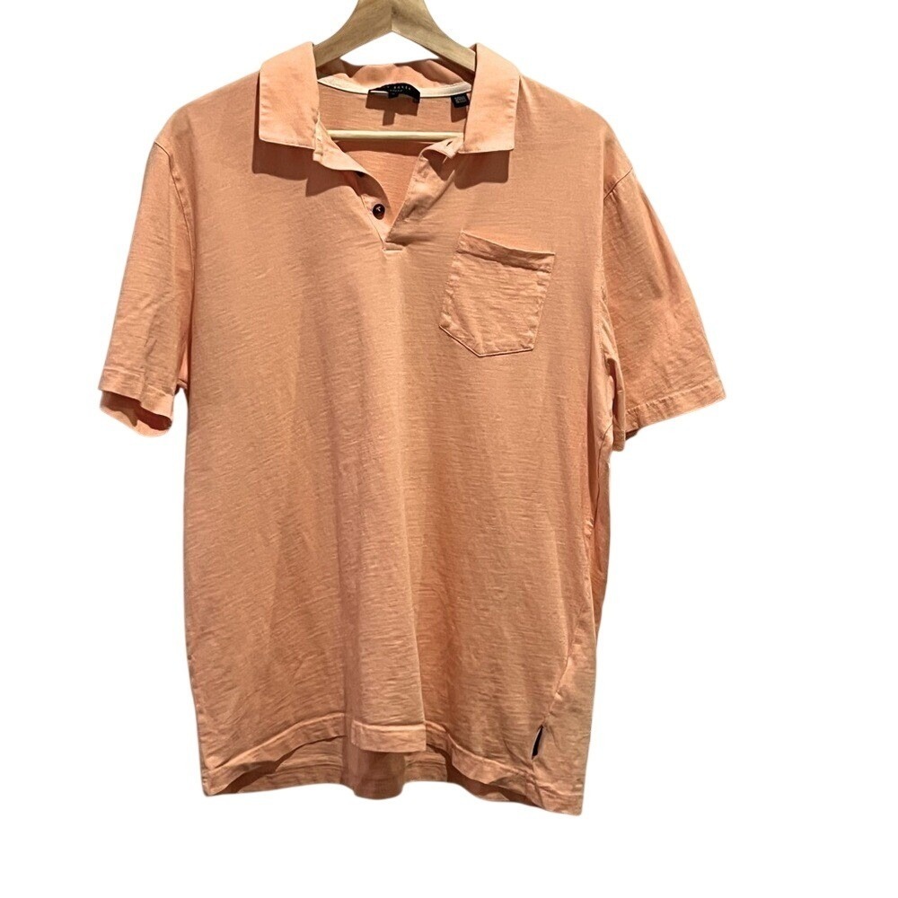 Ted Baker London Distante Polo Shirt Mens 4 Peach Slub Cotton Short Sleeve